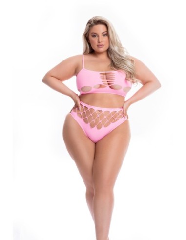 CONJUNTO DE SUJETADOR 2 PIEZAS NEON DREAMS ROSA, TALLA GRANDE