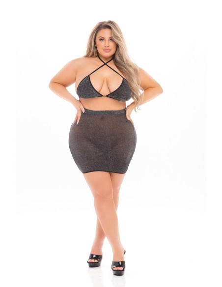 CONJUNTO DE FALDA BLACK CHERRY 2 PIEZAS NEGRO, TALLA GRANDE