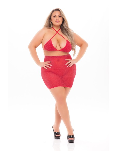 CONJUNTO DE FALDA 2 PIEZAS BLACK CHERRY ROJO, TALLA GRANDE