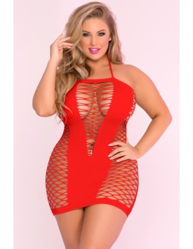  VESTIDO SIN COSTURAS V-PLUNGE ROJO, TALLA GRANDE