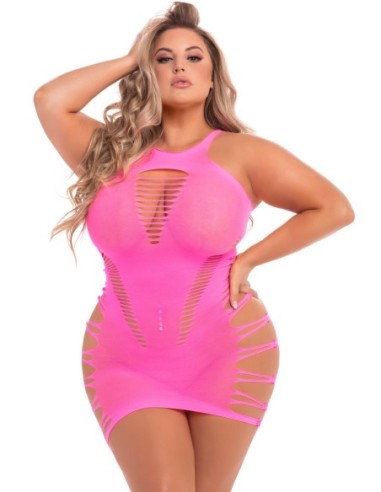 ESPALDA 2 VESTIDO CUELLO ALTO BASIXXX ROSA, TALLA GRANDE