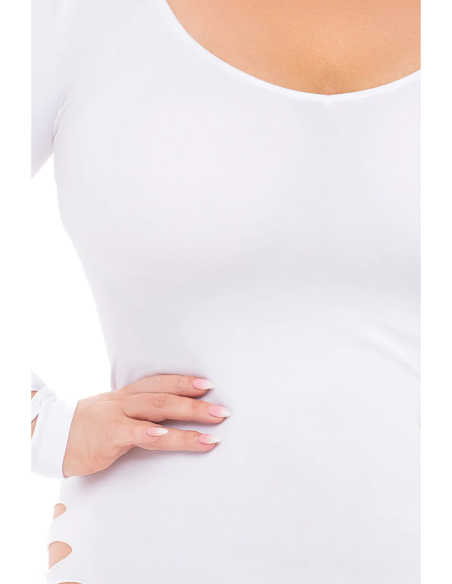 VESTIDO BOLD BABE MANGA LARGA BLANCO, TALLA GRANDE