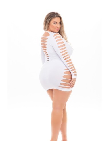 VESTIDO BOLD BABE MANGA LARGA BLANCO, TALLA GRANDE