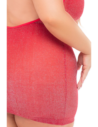 VESTIDO HALTER LOVE BITE PLUNGE ROJO, TALLA GRANDE