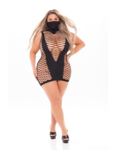 VESTIDO MASCARADA CON MÁSCARA NEGRO, TALLA GRANDE