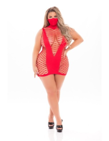 VESTIDO MASCARADA CON ANTICARA ROJO, TALLA GRANDE