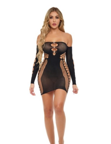 VESTIDO DIAMOND DRIPPIN NEGRO, OS