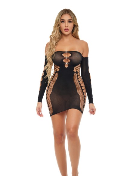 VESTIDO DIAMOND DRIPPIN NEGRO, OS