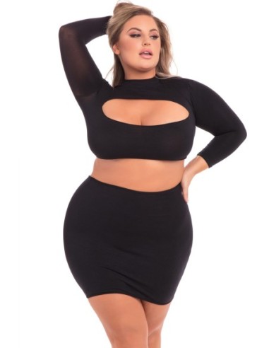 PARAR Y MIRAR FIJAMENTE 2PC FALDA CONJUNTO NEGRO