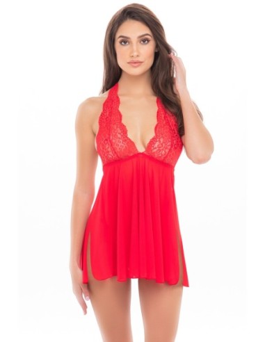 JUEGO DE CAMISAS HALTER DE 2 PIEZAS ADORNADO ROJO