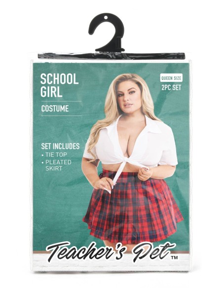 DISFRAZ DE COLEGIALA MAESTRA MASCOTA 2 PIEZAS, TALLA QUEEN