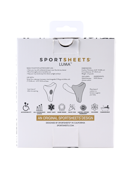 SPORTSHEETS COJÍN DE SILICONA CON DILDO Y ARNÉS LUMA