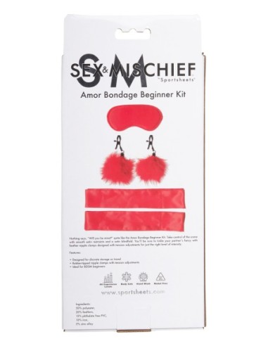 SPORTSHEETS SM AMOR BONDAGE KIT PRINCIPIANTE ROJO