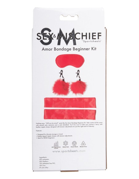 SPORTSHEETS SM AMOR BONDAGE KIT PRINCIPIANTE ROJO