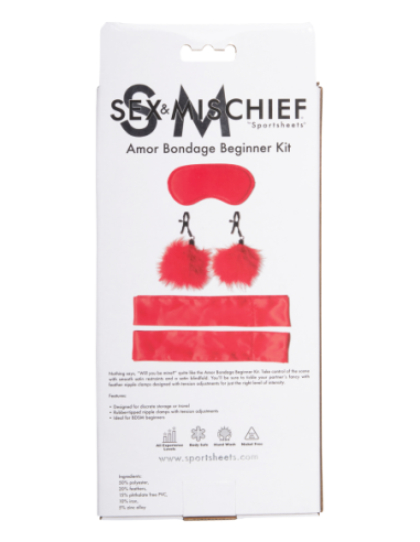 SPORTSHEETS SM AMOR BONDAGE KIT PRINCIPIANTE ROJO