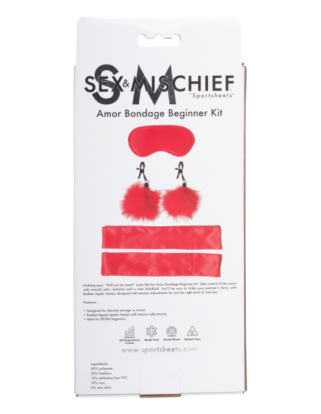 SPORTSHEETS SM AMOR BONDAGE KIT PRINCIPIANTE ROJO