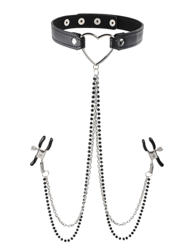 SPORTSHEETS SM AMOR COLLAR CON PINZAS PARA PEZONES