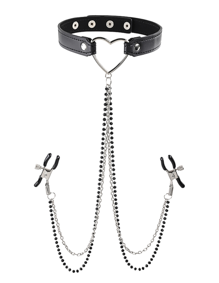 SPORTSHEETS SM AMOR COLLAR CON PINZAS PARA PEZONES