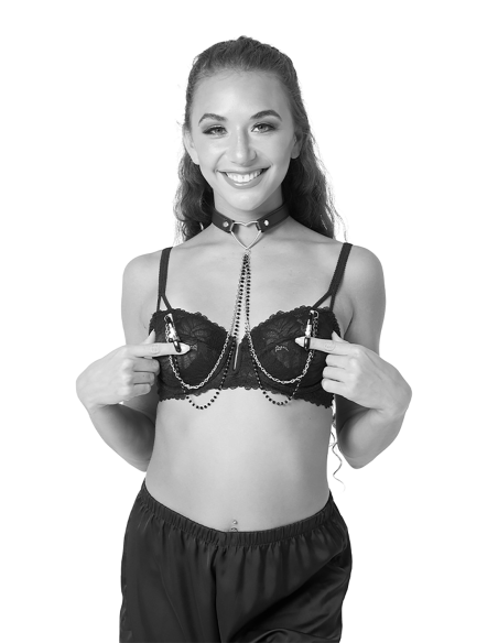 SPORTSHEETS SM AMOR COLLAR CON PINZAS PARA PEZONES