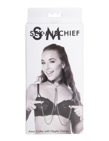 SPORTSHEETS SM AMOR COLLAR CON PINZAS PARA PEZONES