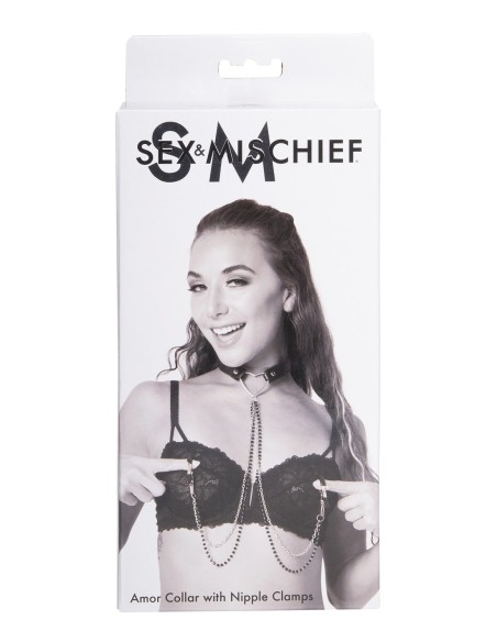 SPORTSHEETS SM AMOR COLLAR CON PINZAS PARA PEZONES