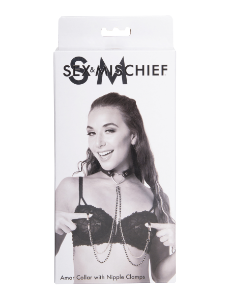 SPORTSHEETS SM AMOR COLLAR CON PINZAS PARA PEZONES