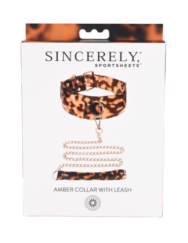 SPORTSHEETS COLLAR ÁMBAR Y CORREA ANIMAL