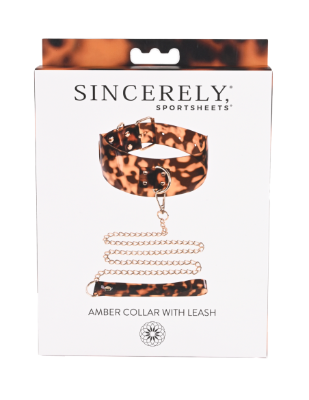 SPORTSHEETS AMBAR COLLAR Y CORREA ANIMAL
