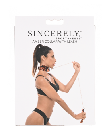 SPORTSHEETS AMBAR COLLAR Y CORREA ANIMAL