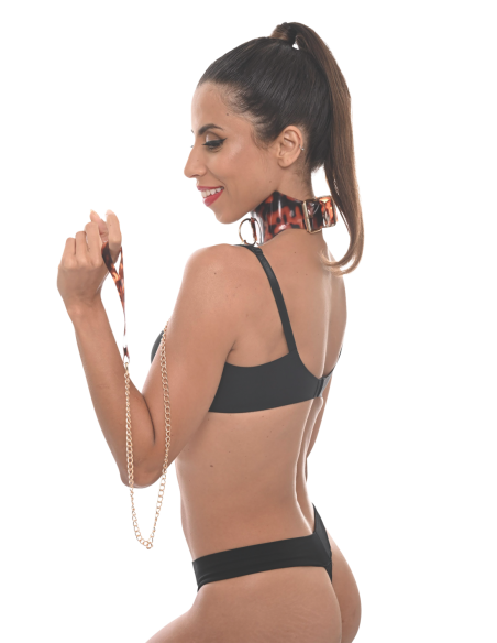 SPORTSHEETS AMBAR COLLAR Y CORREA ANIMAL