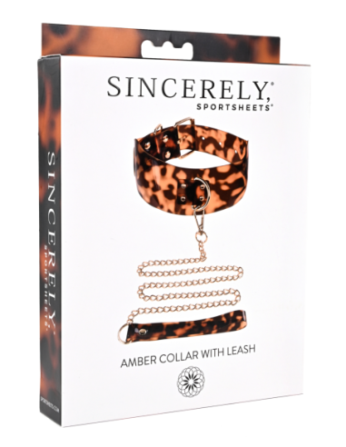 SPORTSHEETS AMBAR COLLAR Y CORREA ANIMAL