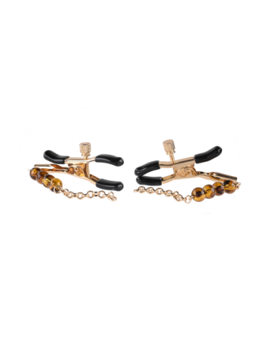 SPORTSHEETS PINZAS PARA PEZONES CON CUENTAS ÁMBAR