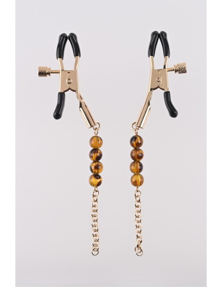 SPORTSHEETS PINZAS PARA PEZONES CON CUENTAS ÁMBAR