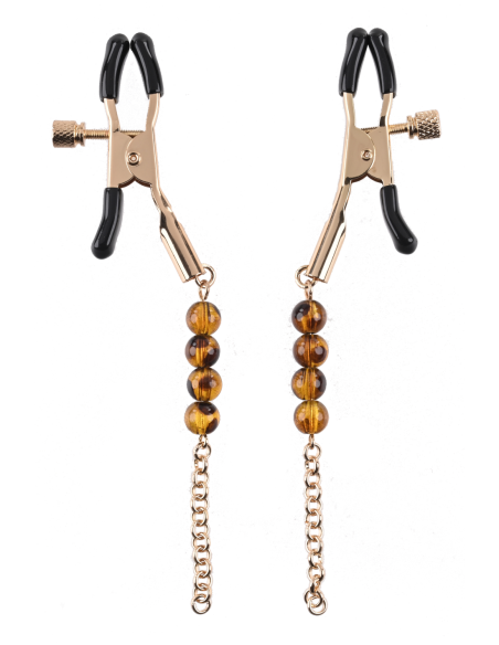 SPORTSHEETS PINZAS PARA PEZONES CON CUENTAS ÁMBAR