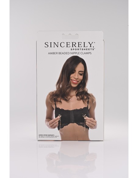 SPORTSHEETS PINZAS PARA PEZONES CON CUENTAS ÁMBAR