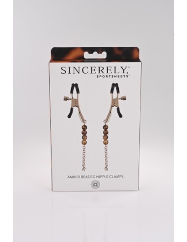 SPORTSHEETS PINZAS PARA PEZONES CON CUENTAS ÁMBAR