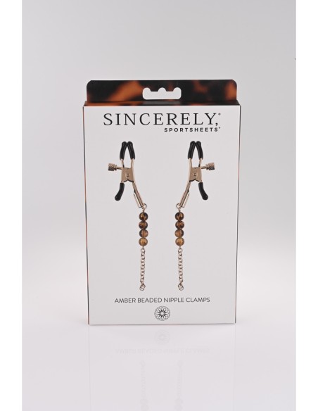 SPORTSHEETS PINZAS PARA PEZONES CON CUENTAS ÁMBAR