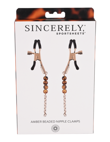 SPORTSHEETS PINZAS PARA PEZONES CON CUENTAS ÁMBAR