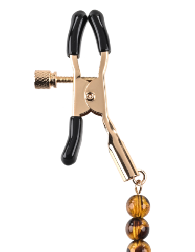 SPORTSHEETS PINZAS PARA PEZONES CON CUENTAS ÁMBAR