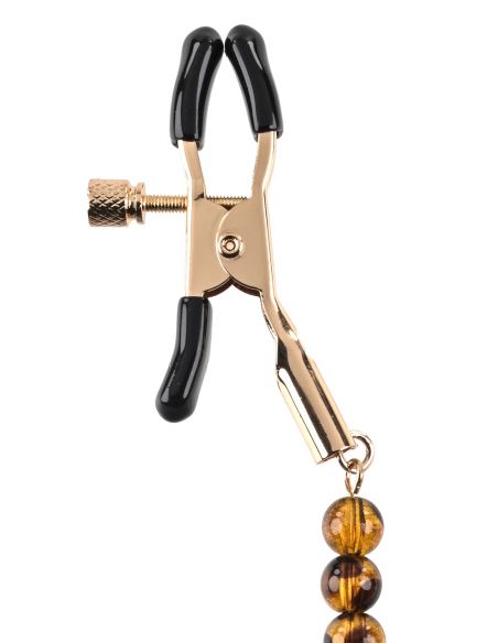 SPORTSHEETS PINZAS PARA PEZONES CON CUENTAS ÁMBAR