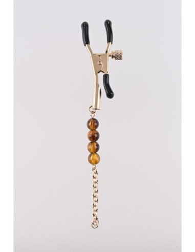 SPORTSHEETS PINZAS PARA PEZONES CON CUENTAS ÁMBAR