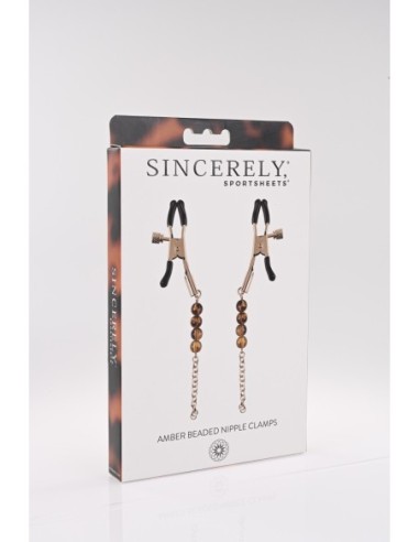 SPORTSHEETS PINZAS PARA PEZONES CON CUENTAS ÁMBAR