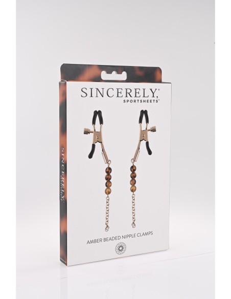 SPORTSHEETS PINZAS PARA PEZONES CON CUENTAS ÁMBAR