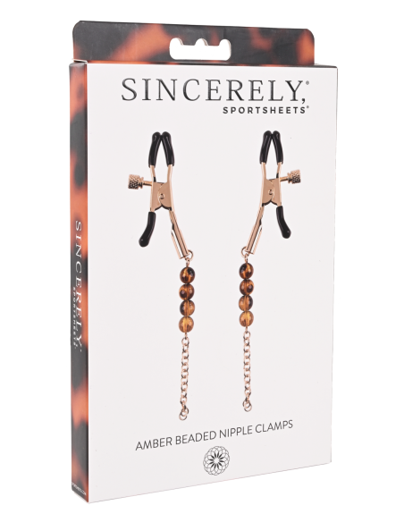 SPORTSHEETS PINZAS PARA PEZONES CON CUENTAS ÁMBAR