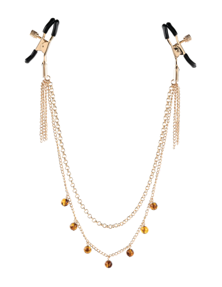 SPORTSHEETS PINZAS PARA PEZONES CON CADENA ÁMBAR