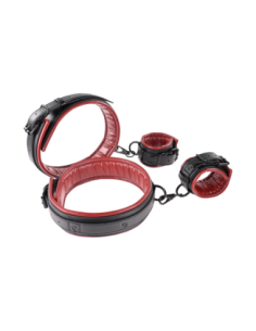 SPORTSHEETS SAFFRON CONJUNTO DE MUÑEQUERAS Y MUSLOS NEGRO