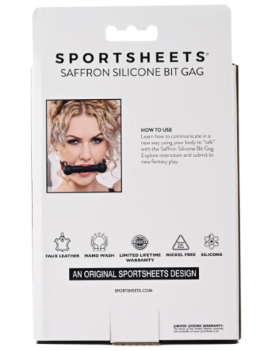 MORDAZA SPORTSHEETS SAFFRON SILICONA NEGRO
