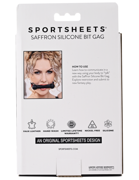 MORDAZA SPORTSHEETS SAFFRON SILICONA NEGRO