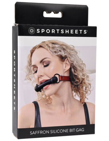 MORDAZA SPORTSHEETS SAFFRON SILICONA NEGRO