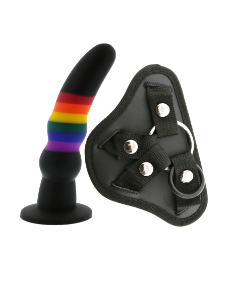 CORREA DE AMOR COLORIDA SOBRE DILDO SÓLIDO